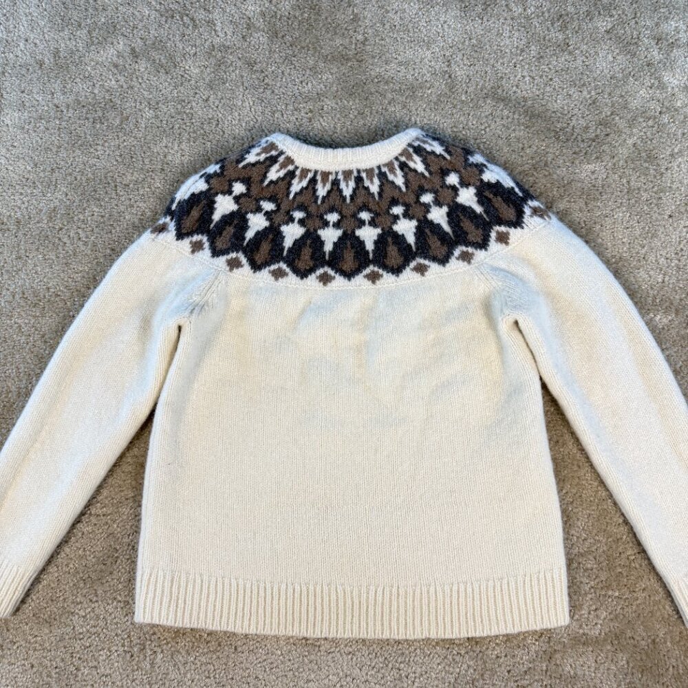L.L. Bean Women's Nordic Fair Isle Sweater 100% Lambs Wool Vintage Size Medium - Picture 6 of 9